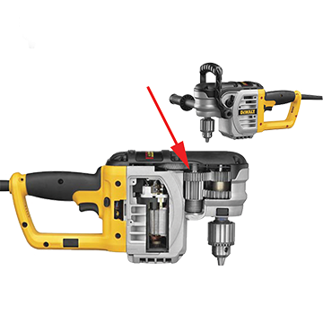 Location of the mechanical clutch assembly in the DEWALT unit