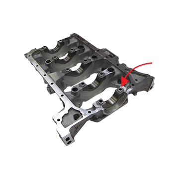 Ten Ground Hollow Dowels are used in this lower engine block.