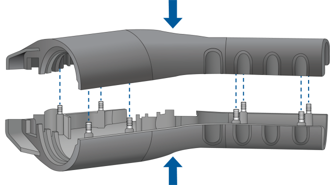 Eight Press-N-Lok™ Pins in an Electric Vehicle Charging Handle